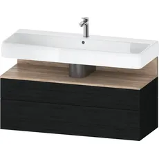 Duravit Qatego Waschtischunterbau, 1 Auszug und 1 Schublade, 1190x470x590mm, Nische Eiche Mamoriert, QA4396055, Farbe: Eiche Schwarz/mit Nischenbeleuchtung