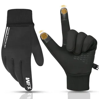 WFX Winterlaufhandschuhe für Herren & Damen - Touchscreen Anti-Rutsch leichte Thermohandschuhe mit Fleece-Futter, winddichte warme Handschuhe für Radfahren, Sport & Outdoor-Aktivitäten (Schwarz, S)