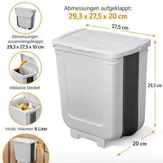 PRO PLUS Abfalleimer 8 l Grau