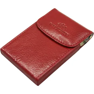 WITTCHEN Visitenkartenetui ROT Echtleder leicht elegant praktisch Uni - Weiß