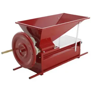 Handbetriebene Traubenmühle / Abbeermaschine - Handrad und 4 Haltegriffe