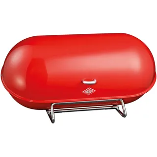 Wesco Breadboy mit klapperfreiem Schwenkdeckel in der Farbe rot, pulverbeschichtetes Stahlblech, Lüftungslöcher und stabiler Handgriff