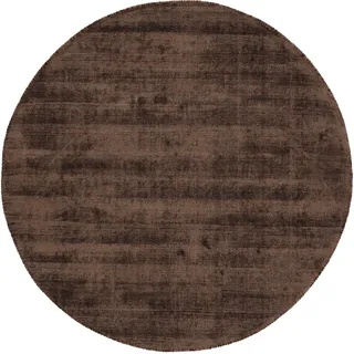 carpetfine Ava Viskoseteppich Teppich Ø 80 cm 13 mm Dunkelbraun