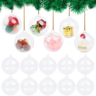 5cm Weihnachtskugeln Zum Befüllen 20 Stück - Durchsichtige Plastik Christbaumkugeln Selbst Gestalten - Acrylkugeln Transparent Kunststoff Basteln Für Kinder