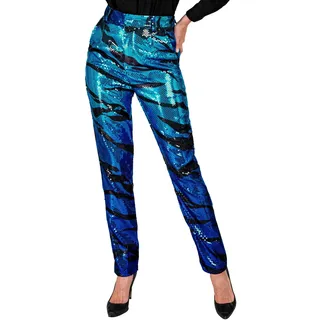 W WIDMANN MILANO Party Fashion - Party Fashion Paillettenhose für Damen, Disco Fever, Schlagermove, Damenhose, Animal Print