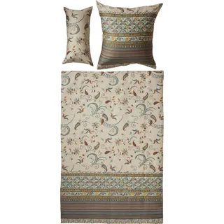 Bassetti Bettwäsche Lilith Feinsatin Natur-beige-braun Größe 1x 135x200 cm + 1x 80x80 cm