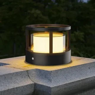 FREEUP Sockelleuchte außen 15W LED Wegeleuchten außen Wasserdicht IP65 Schwarz Pollerleuchte für Garten Auffahrt, Gartenlampe mit Steckdose aus Aluminium, Warmweiß