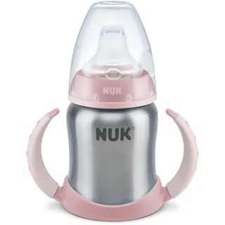 NUK Learner Cup Trinklernbecher | 125 ml | 6-18 Monate | hochwertiger Edelstahl | langlebig und hygienisch | auslaufsicher | Rosa