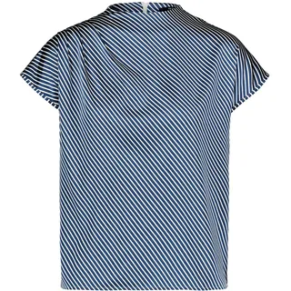 Zero Satinbluse "Satin-Bluse mit Kragen", dunkelblau, weiß