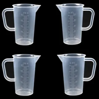 CUEMOON Messbecher 100ml, 4 Stück Messbecher Klein, Mini Messbecher, Messbecher für ml, Messbecher Kunststoff Transparent HitzebestäNdige für Labor, für Waschmittel, Küche Backen, Kochen