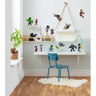KOMAR Marvel Wandtattoo - Spidey and Friends - Größe 50 x 70 cm, 13 Sticker - Spider-Man, Wandsticker, Aufkleber, Kinderzimmer, Wandaufkleber, Superhelden, Disney