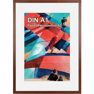 HOHIYO A1 Holz Bilderrahmen Din A1 Bilderrahmen Holz Posterrahmen Puzzlerahmen A1(59,4x84,1 cm) mit Bruchsicherem Acrylglas für Portraits, Urkunden, Poster, Puzzles