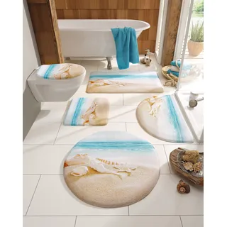 Badematte OTTO HOME "Strand" Gr. 1, beige (sand), H:14mm, Kunstfaser, Badematten, Badematte, mit Strand-Motiv, Badematten auch als 2 teiliges Set erhältlich