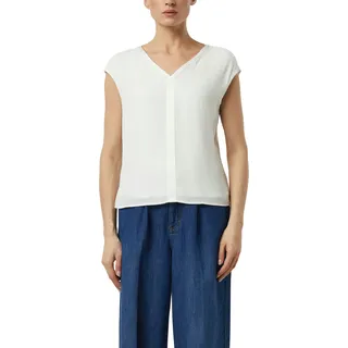 Blusenshirt COMMA, Damen, Gr. 38, ecru, Web, Obermaterial: 93% Viskose, 7% Elasthan, unifarben, normal hüftbedeckend, V-Ausschnitt, Shirts Blusenshirt, mit V-Ausschnitt, ärmellos