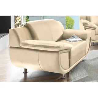 TRENDMANUFAKTUR Sessel Rondo Kunstleder 121 x 85 x 94 cm Beige mit Federkern