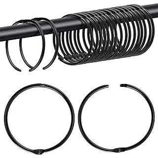 20 Stück Duschvorhangringe Metall Vorhang Ringe 50mm Gardinenringe zum Öffnen Vorhangöffner für Vorhangstangen Duschvorhangstangen und Buchringe(Schwarz)