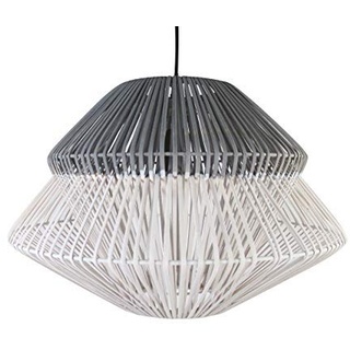 LUSSIOL Pendelleuchte ANOKI Rattan 40 Watt grau/weiß ø 45 x H 33 cm