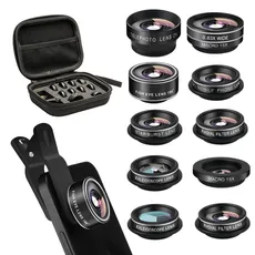 Kamera Objektiv für Handy, 18 x Zoom Teleobjektiv Universal Clip auf Objektiv Kit für iPhone 7/6S/6 PLUS/5/4, Samsung, Android und Anderen Handys, 11 in 1 Phone Lens