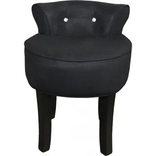 Casa Padrino Designer Hocker Boston Schwarz / Schwarz mit Bling Bling Steinen - Barock Schminktisch Stuhl - Schwarz