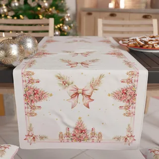 PETTI Artigiani Italiani - Weihnachtstischläufer, Küchenläufer 140x40 cm, Eleganter rosa Nussknacker-Weihnachtstischläufer, 100% Made in Italy