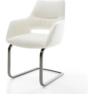 DELIFE Freischwinger Yago-Flex mit Armlehnen Bouclé Soft Beige Freischwinger flach Graphit Taschenfederkern - Beige