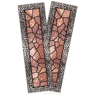 EUROtops Trittschutzmatte 2er-Pack, rutschfest, Mosaik, Rosé/Graukiesel | Fußmatte für draußen, Treppenmatte, Gummi, Polyester, bei Nässe, Outdoor, saugstark