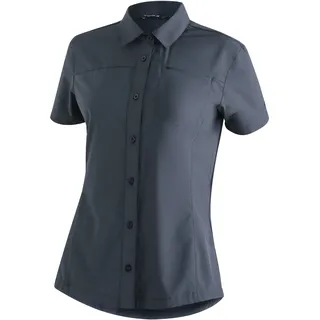 Funktionsbluse MAIER SPORTS "Magos S/S W", Damen, Gr. 44, grau, 94% Polyester, 6% Elasthan, Blusen Funktionsbluse, Damen Hemdbluse, atmungsaktives Freizeit-Hemd, Taillierter Schnitt