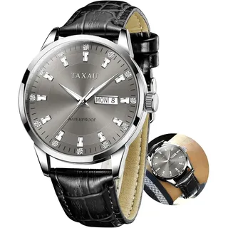 Klassische Lederuhren für Herren, analoges Quarzwerk, großes Zifferblatt, Armbanduhren, wasserdicht, leuchtend, Tag/Datum, Reloj para Hombre