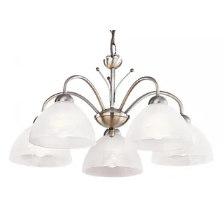 Searchlight Kronleuchter 5-flammig Milanese, LED, Weiß, 52cm x 52cm, Wohnzimmer