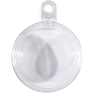 Rayher 39470800 Plastik-Kugeln, teilbar, 6 cm ø, Set 6 Stück, Kunststoff-Kugeln zum befüllen, transparent, Acrylkugeln mit Aufhänge-Öse, Dekokugeln durchsichtig, Weihnachtskugeln zweiteilig