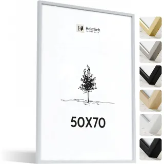 Heimlich® - Bilderrahmen - 50x70 cm, Eichenholz, Weiß - Großer DIY-Collage-Rahmen mit Folienabdeckung - Nur zur Wandmontage