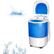 RELAX4LIFE Mini Waschmaschine, 2 kg Kapazität / 170W, Campingwaschmaschine zum Waschen, mit Abfluss- & Einflussschlauch, einstellbare Betriebszeit, Tragbar für Reise Camping, blau