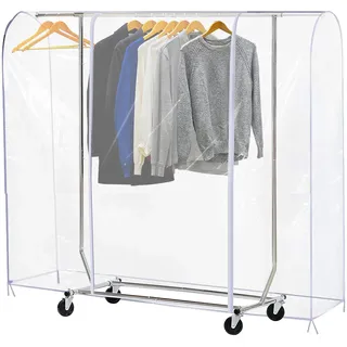 Ruibo Transparente Kleiderständer-Abdeckung, staubdicht, mit 2 haltbaren Reißverschlüssen, wasserdichter Schutz für Kleidung, L: 180,3 x 50,8 x 152,4 cm, Ethylen-Vinylacetat