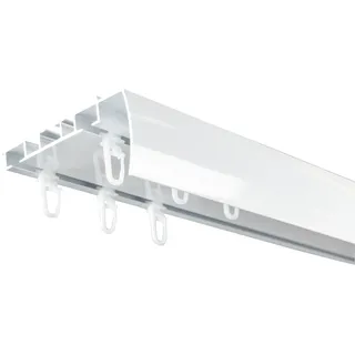 Gardinenschiene SN DECO GROUP "Objektschiene EVO-M 2-läufig mit integrierter Blende" Gr. 5, weiß, L:350cm T:8,7cm, Aluminium, Gardinenstangen, Gardinenschiene