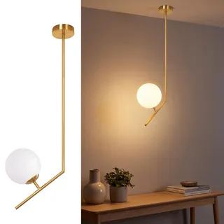 ZMH Pendelleuchte Esstisch 1 Flammig Modern Hängelampe Schlafzimmer Kugel Hängeleuchte G9 für Esszimmer Wohnzimmer Küche Glas Esstischlampe Gold - Gold