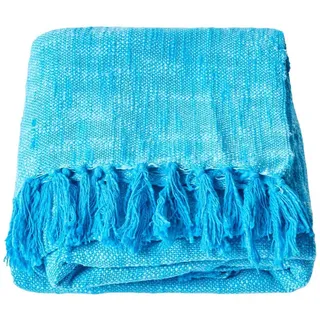 Homescapes Wohndecke Nirvana Slub 255/360 cm, 100% Baumwolle , Türkis , Textil , Uni , Rechteckig , 255x360 cm , Oeko-Tex® , Heimtextilien, Bettwäsche & Leintücher, Tagesdecken