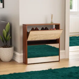 Vida Designs Welham 2 Schubladen Schuhschrank Aufbewahrung Aufräumen Organisieren Organizer Schuhwerk Ständer Gestell Gerüst Sideboard Hoch Stehend Holz Möbelstück Walnuss