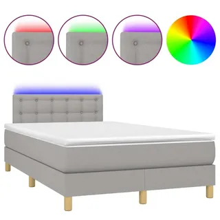 vidaXL Boxspringbett mit Matratze & LED Hellgrau 120x190 cm Stoff - Grau