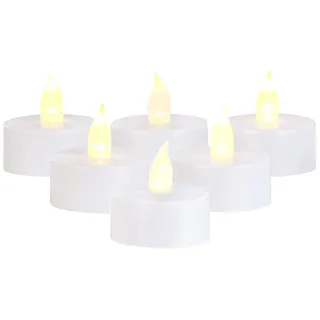 Britesta 6er-Set LED-Teelichter, täuschend echte flackernde Flamme, Timer, IP44