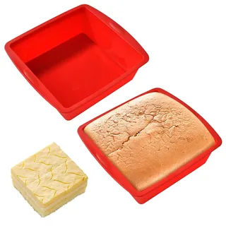 Jinsion 2 Stück Silikon Backform Eckig, Kuchen Kastenform Silikon Brotbackform 20 cm, 8 Zoll Silikonformen Backen, Silikone Kuchenform Eckig, Antihaft Silikonbackform für Brownies, Käsekuchen, Brote