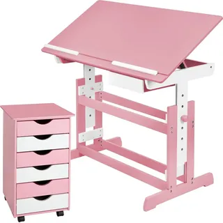 Tectake Rollcontainer 63 x 55 x 94 cm rosa