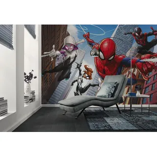 KOMAR Kindertapete, Marvel Spider-Man Swinging Crew bedruckt glatt, bunt