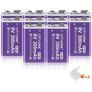 Wiederaufladbare Batterie, Ni-MH, Kompatibles Ladegerät enthalten, 10 Stück Batterie