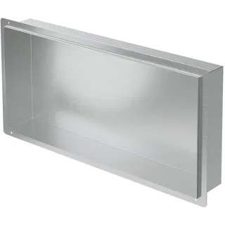 luxebath Wandnische aus Edelstahl, 60x30x10 cm, Silber, Duschnische Einbauregal, Flexibler Einbau, Befliesbare Nische für Badutensilien,