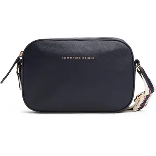 Tommy Hilfiger Umhängetasche TOMMY HILFIGER "TH LOGOTAPE CAMERA BAG", Damen, Gr. B/H/T: 13cm x 19,5cm x 5cm, blau (dunkelblau), Lederimitat, unifarben, Taschen Umhängetasche, Damen Schultertasche, Minibag mit Logo-Schriftzug auf Umhängeriemen