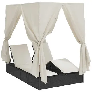 vidaXL Doppelte Sonnenliege 205 x 129 x 200 cm Schwarz
