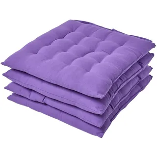 Homescapes Stuhlkissen 4er-Set lila 40/40/6,5 cm , Lila , Textil , Quadratisch , 40x6.5x40 cm , Oeko-Tex® , Heimtextilien, Wohntextilien, Sitzkissen
