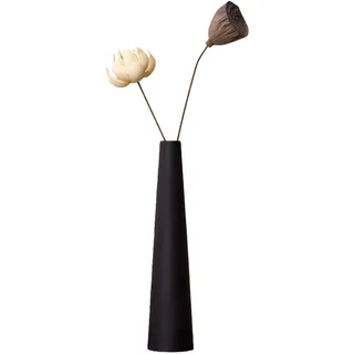 Upstore Kleine Keramikvase – 21,6 cm hohe konische Blumenvase mit einem Stiel – schwarzer dekorativer Blumenaufsatz für Hochzeit, Büro, Zuhause