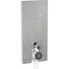 Geberit Monolith PLUS Sanitärmodul für Stand-WC, 114cm, Wasseranschluss hinten mittig, mit Anschlussbogen, Farbe: Steinzeug Betonoptik / Aluminium