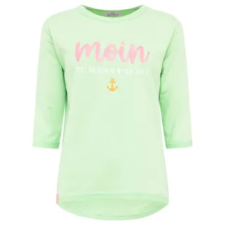 Zwillingsherz 3/4-Arm-Shirt »"Moin"« mit Moin Stickerei und Anker, ausgefranste Kanten, grün
